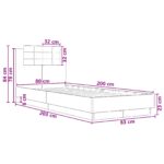 vidaXL Posteľový rám s LED Betónovo sivá 80 x 200 cm Kompozitné drevo – Obrázok 11