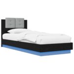 vidaXL Posteľový rám s LED Čierny dub 80 x 200 cm Kompozitné drevo