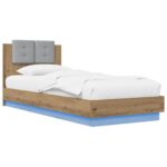 vidaXL Posteľový rám s LED Dub artisan 80 x 200 cm Kompozitné drevo