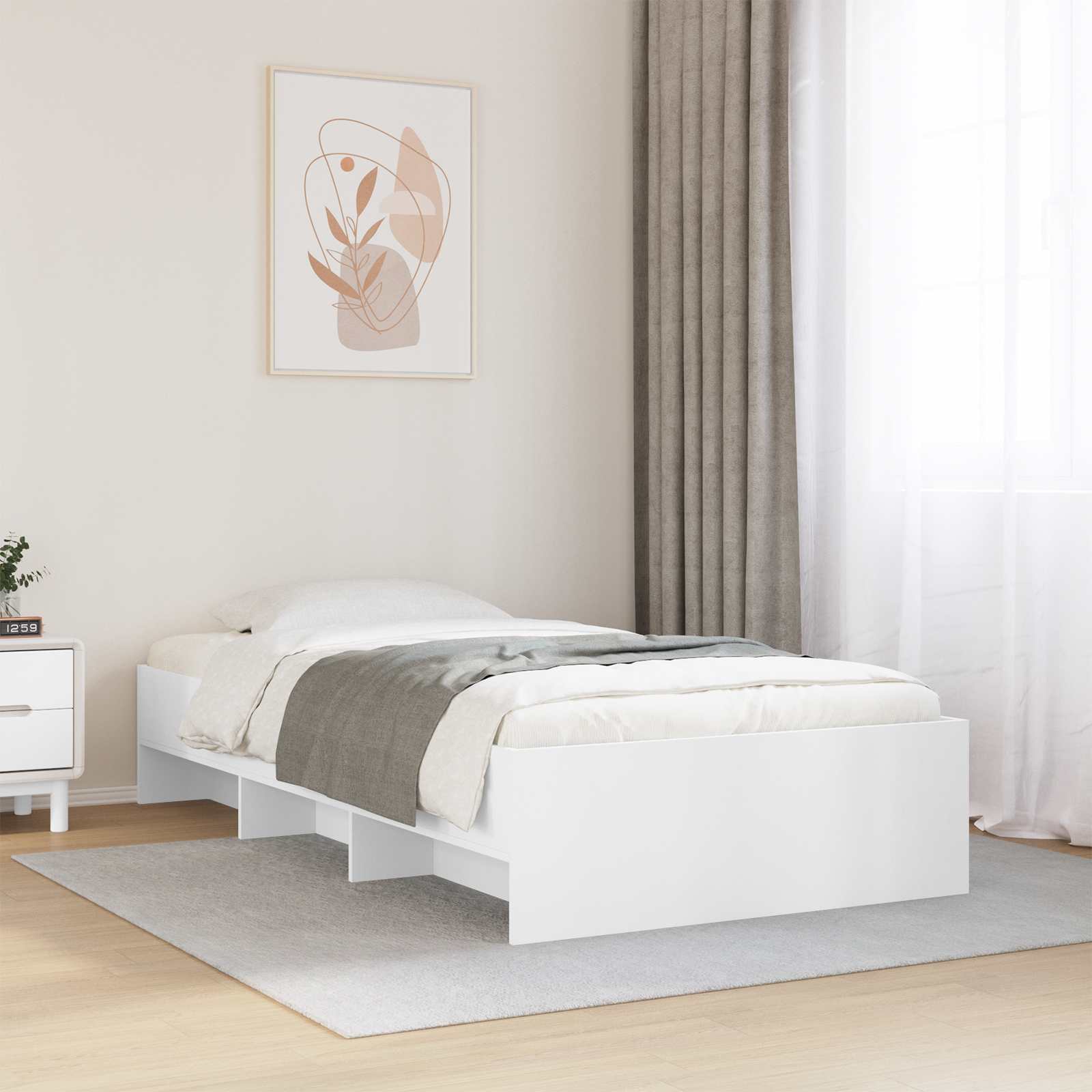 3429669_1.jpg vidaXL Rám postele s poličkou Biela 80 x 200 cm Kompozitné drevo – Obrázok 1