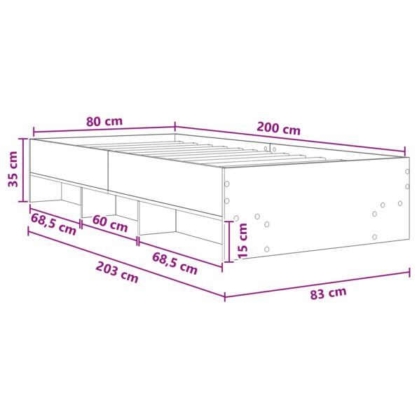 vidaXL Rám postele s poličkou Dymový dub 80 x 200 cm Kompozitné drevo – Obrázok 9