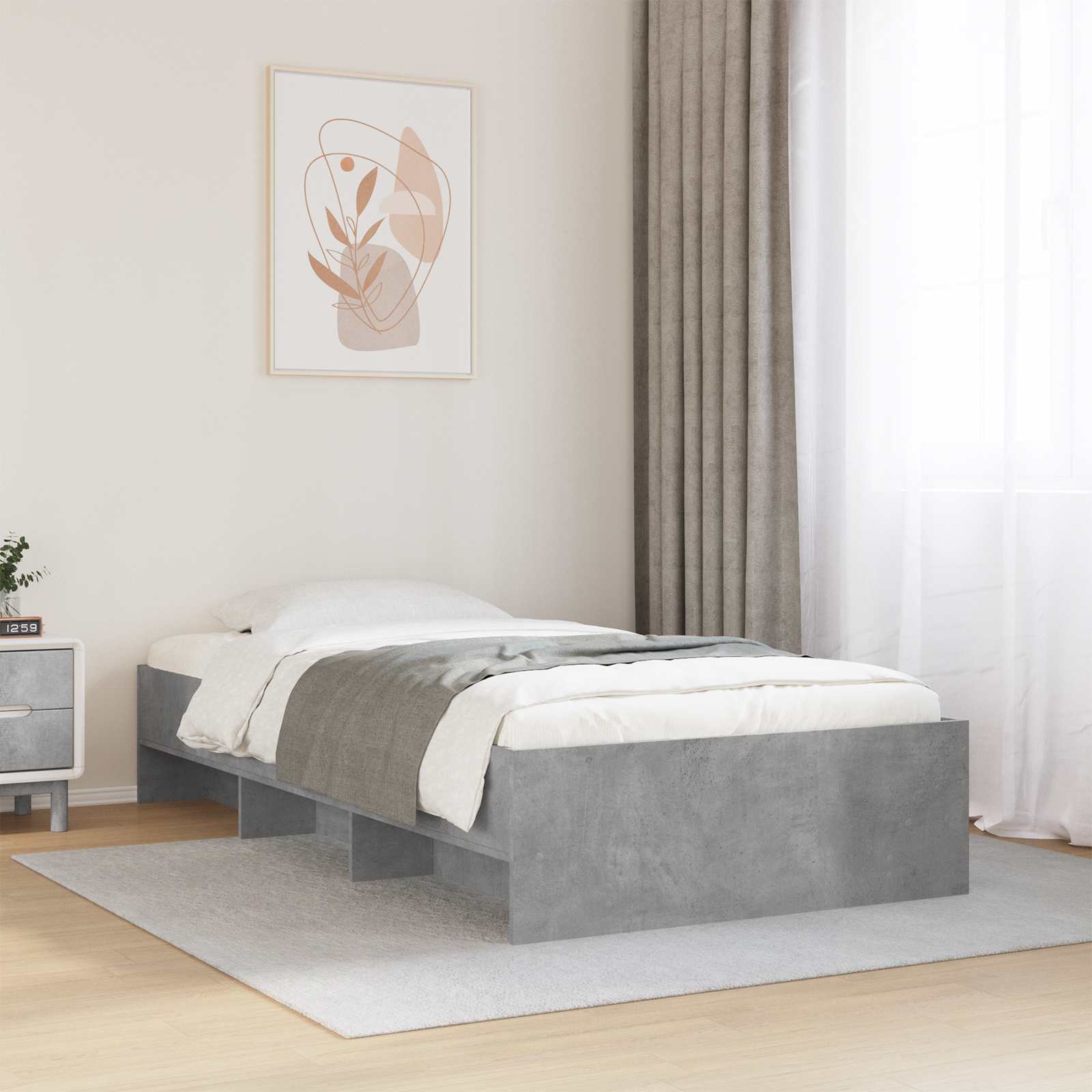 3429673_1.jpg vidaXL Rám postele s poličkou Sivý Sonoma 80 x 200 cm Kompozitné drevo – Obrázok 1