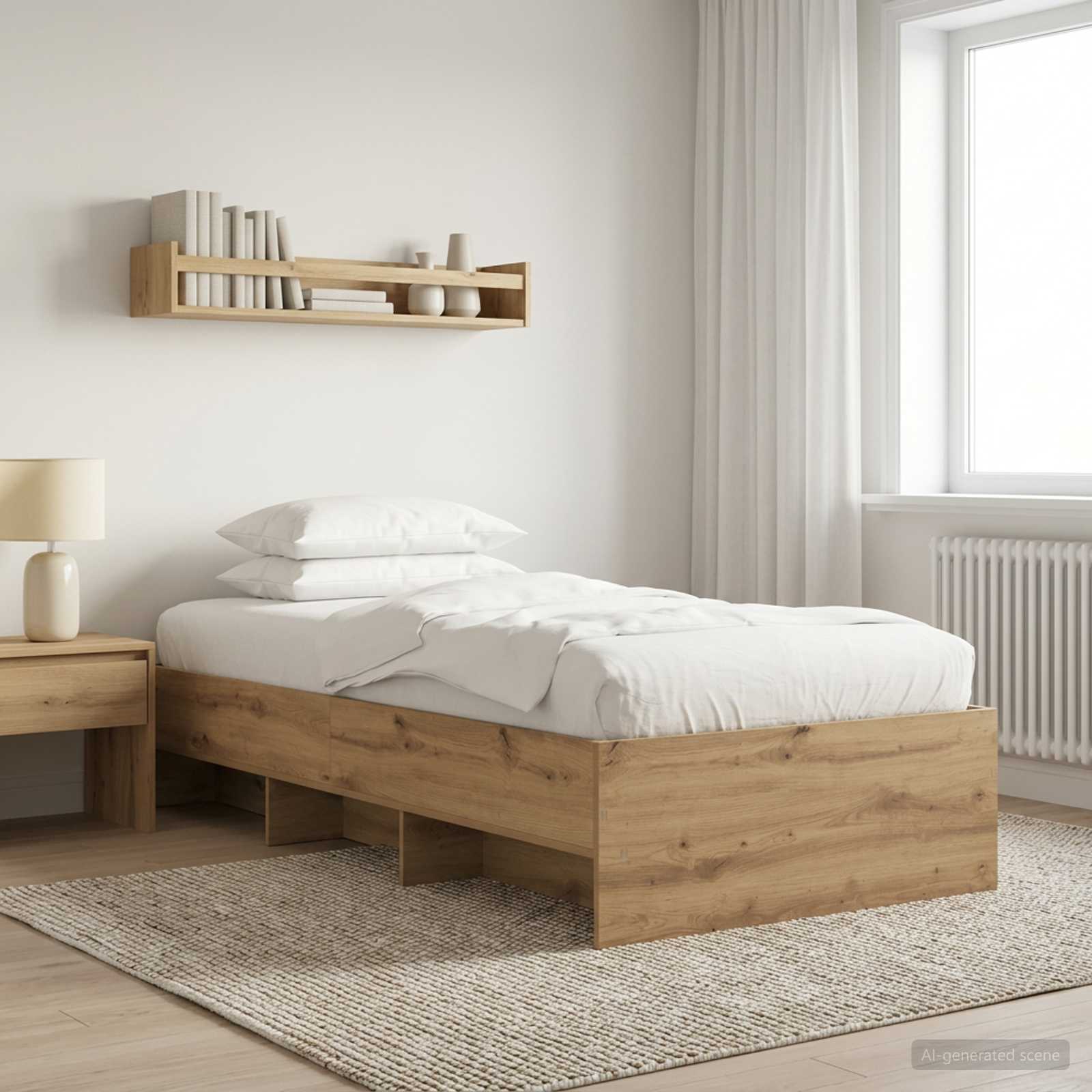 3429676_1.jpg vidaXL Rám postele s poličkou Dub artisan 80 x 200 cm Kompozitné drevo – Obrázok 1