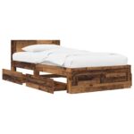 vidaXL Rám postele s čelom Staré drevo 80 x 200 cm Kompozitné drevo – Obrázok 2