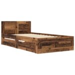 vidaXL Rám postele s čelom Staré drevo 80 x 200 cm Kompozitné drevo – Obrázok 3
