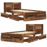 vidaXL Rám postele s čelom Staré drevo 80 x 200 cm Kompozitné drevo – Obrázok 8