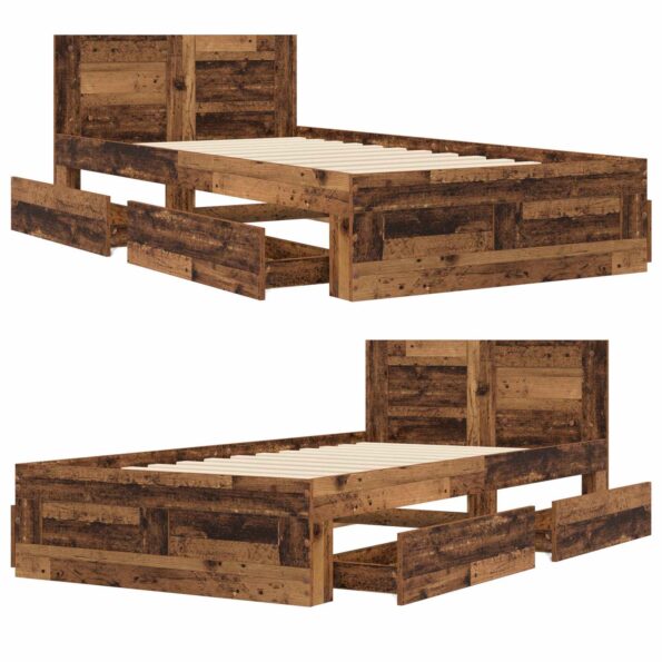 vidaXL Rám postele s čelom Staré drevo 80 x 200 cm Kompozitné drevo – Obrázok 8