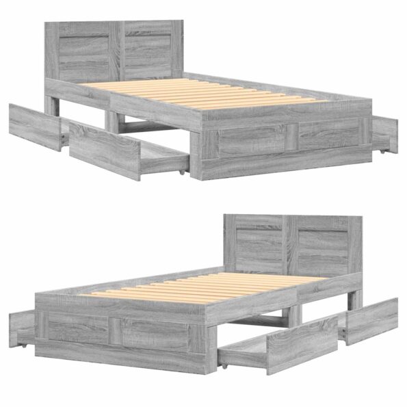 vidaXL Rám postele s čelom Sivý Sonoma 80 x 200 cm Kompozitné drevo – Obrázok 9