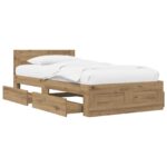 vidaXL Rám postele s čelom Dub artisan 80 x 200 cm Kompozitné drevo – Obrázok 2