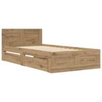 vidaXL Rám postele s čelom Dub artisan 80 x 200 cm Kompozitné drevo – Obrázok 3