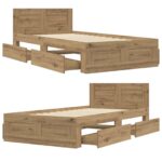 vidaXL Rám postele s čelom Dub artisan 80 x 200 cm Kompozitné drevo – Obrázok 8