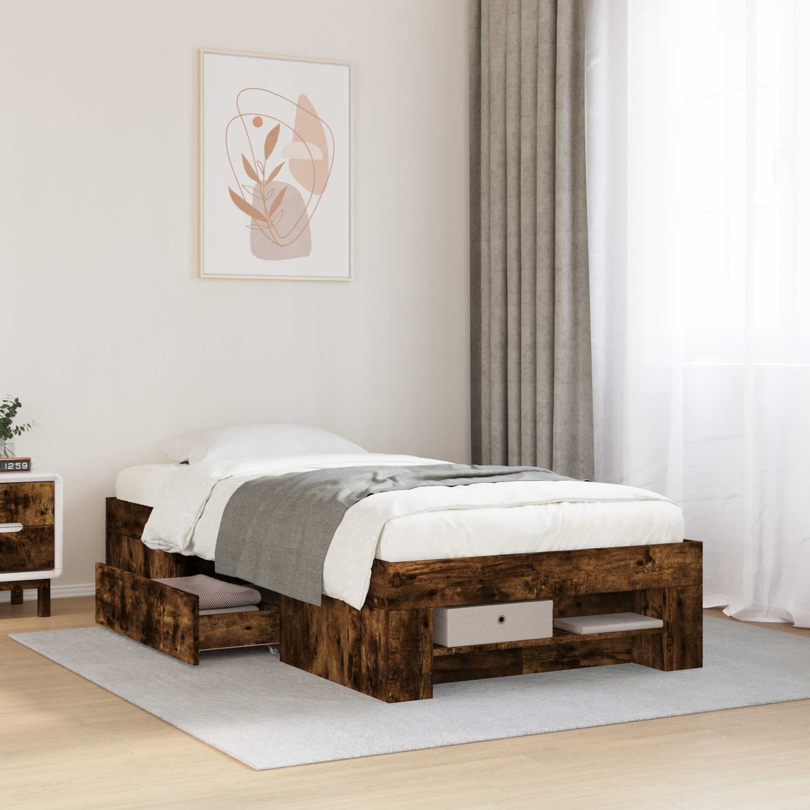 3429687_1.jpg vidaXL Rám postele so skladom Dymový dub 80 x 200 cm Kompozitné drevo – Obrázok 1