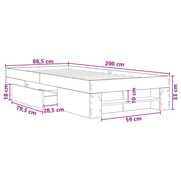 vidaXL Rám postele so skladom Dymový dub 80 x 200 cm Kompozitné drevo – Obrázok 11