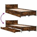 vidaXL Rám postele s čelom Dymový dub 80 x 200 cm Kompozitné drevo – Obrázok 8