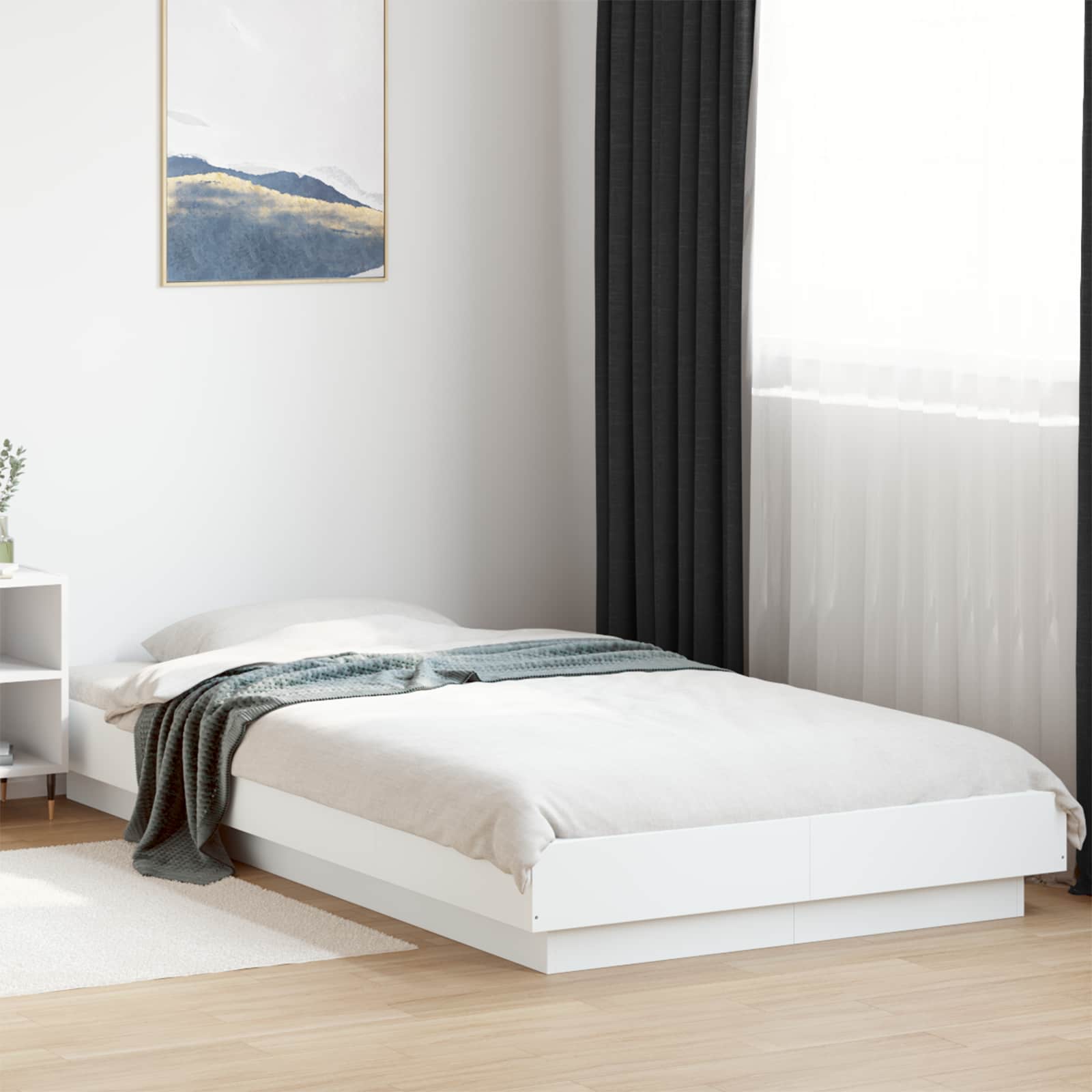 3429699_1.jpg vidaXL Rám postele na podlahe Biela 80 x 210 cm Kompozitné drevo – Obrázok 1