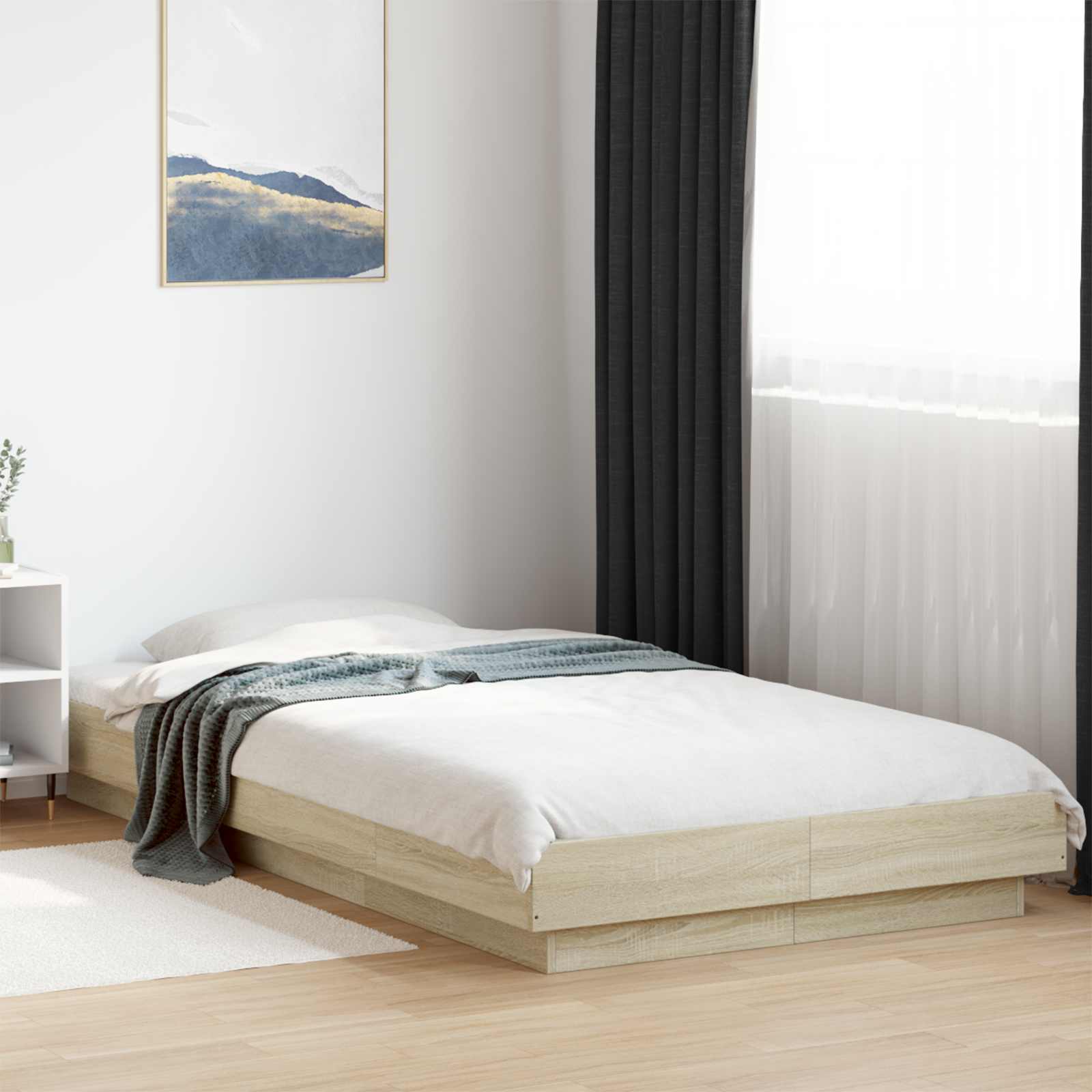 3429700_1.jpg vidaXL Rám postele na podlahe Dub sonoma 80 x 210 cm Kompozitné drevo – Obrázok 1