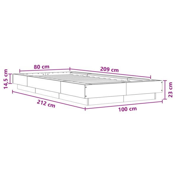 vidaXL Rám postele na podlahe Dub artisan 80 x 210 cm Kompozitné drevo – Obrázok 8