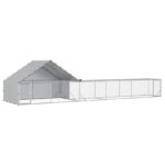 vidaXL Kurník so strechou a dvorom 2 ks Strieborná 800 x 200 x 190 cm – Obrázok 2