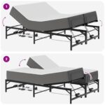 vidaXL Elektrický nastaviteľný rám postele Čierna 120 x 190 cm Oceľ – Obrázok 10