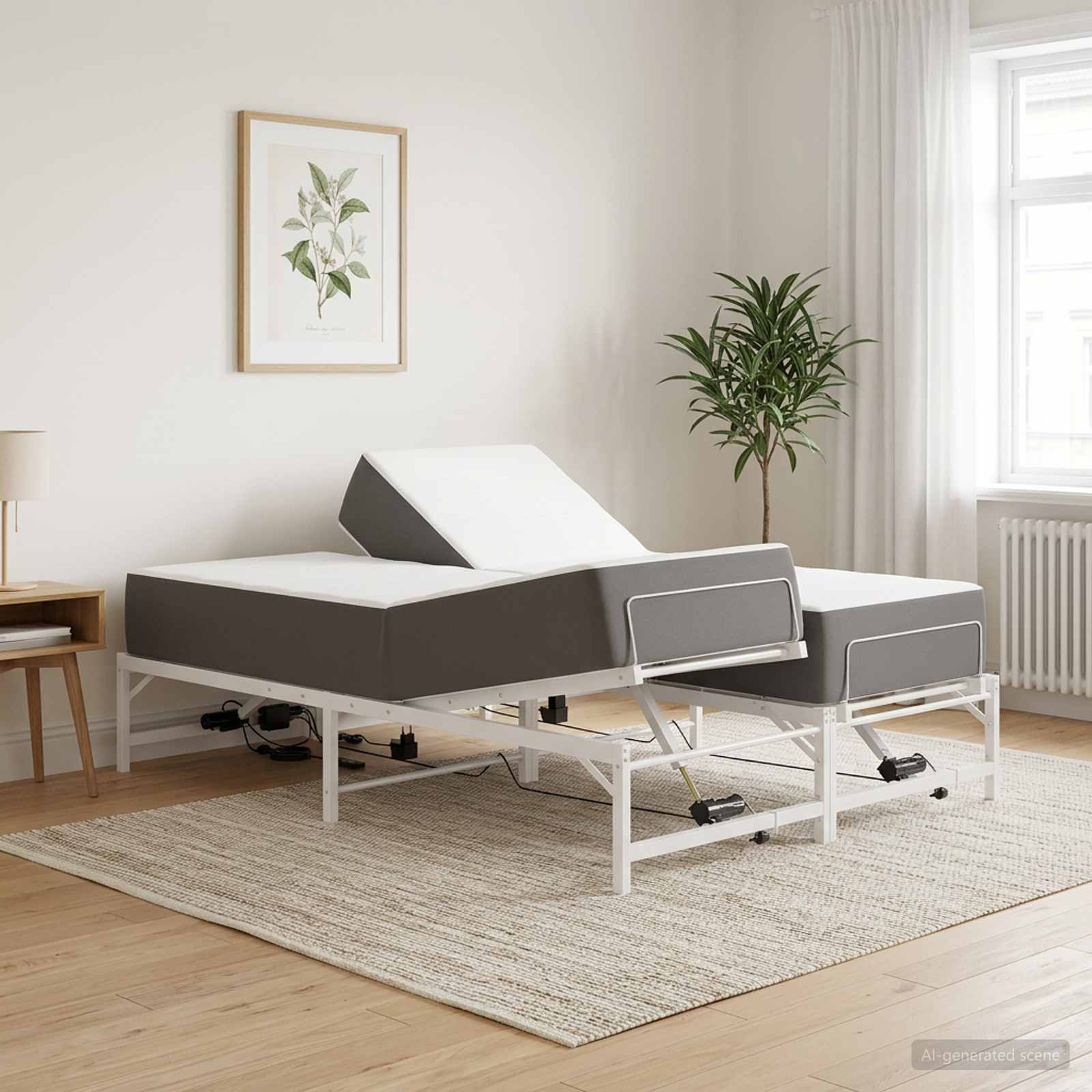 3438629_1.jpg vidaXL Elektrický nastaviteľný rám postele Biela 120 x 200 cm Oceľ – Obrázok 1