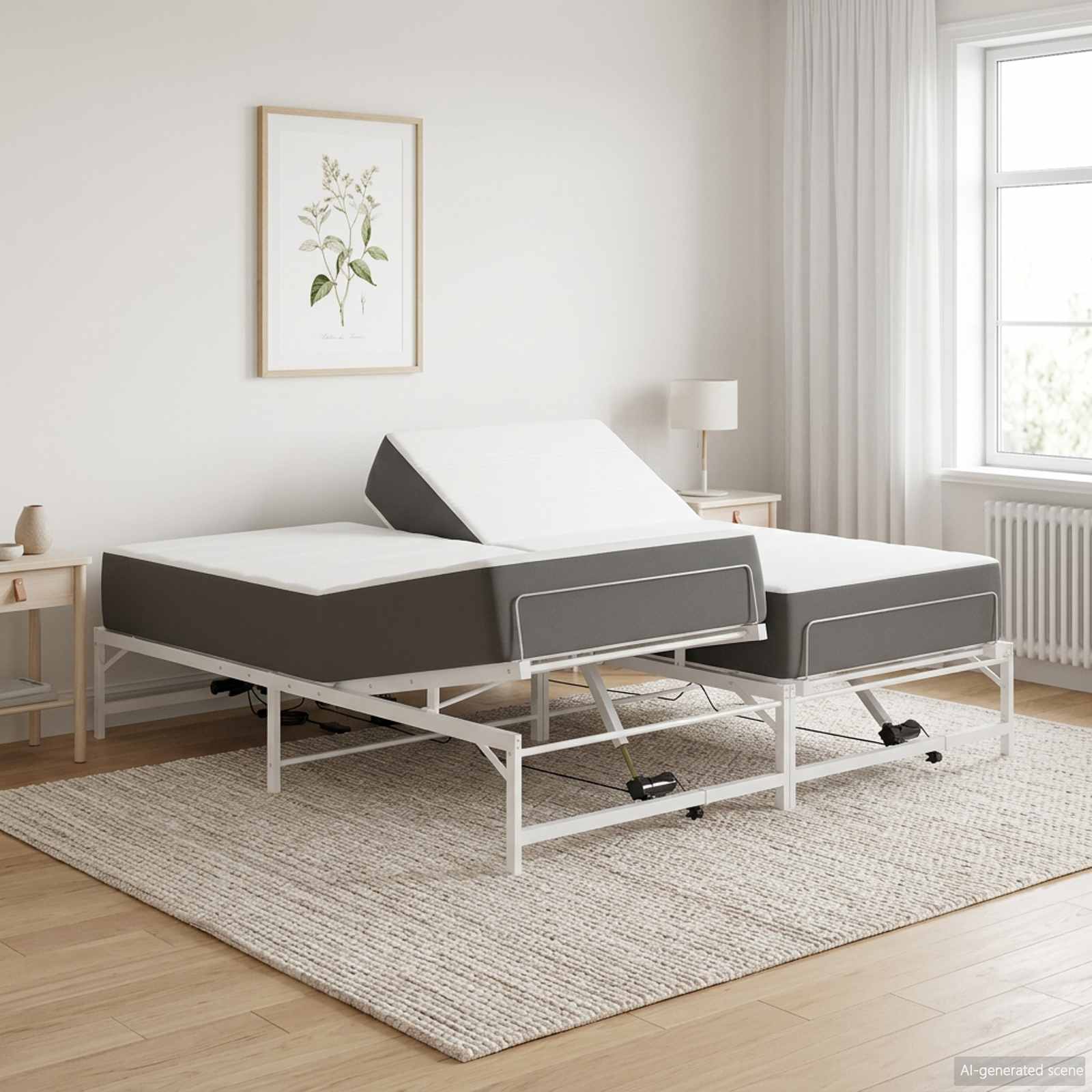 3438638_1.jpg vidaXL Elektrický nastaviteľný rám postele Biela 200 x 200 cm Oceľ – Obrázok 1
