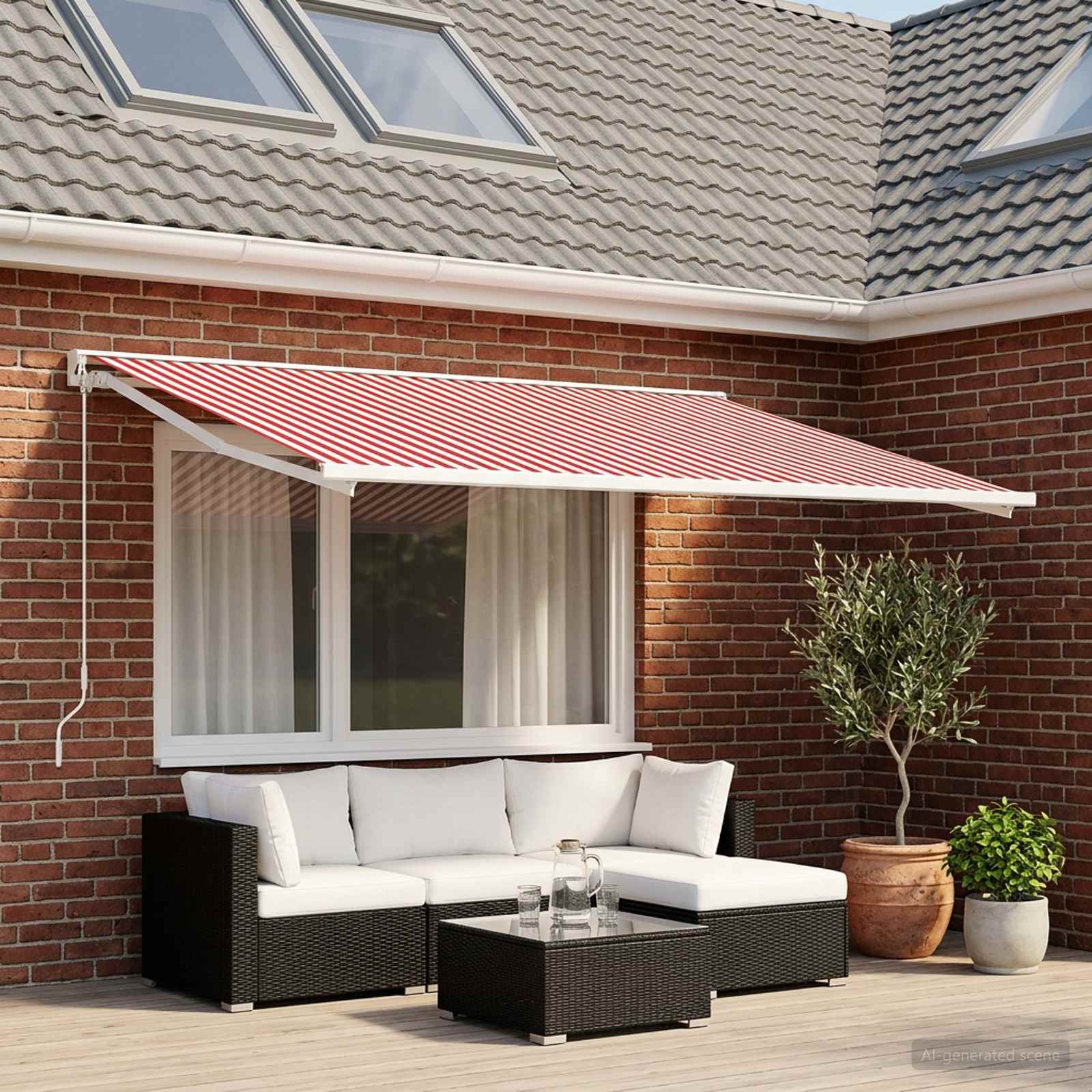 3444303_1.jpg vidaXL Náhradná látka na markízu Červená a Biela 250 x 200 cm – Obrázok 1