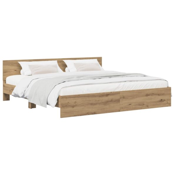 vidaXL Rám postele s čelom Dub artisan 200 x 200 cm Kompozitné drevo – Obrázok 2