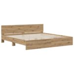 vidaXL Rám postele s čelom Dub artisan 200 x 200 cm Kompozitné drevo – Obrázok 3