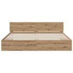vidaXL Rám postele s čelom Dub artisan 200 x 200 cm Kompozitné drevo – Obrázok 4