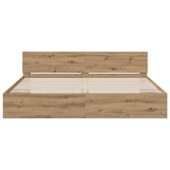 vidaXL Rám postele s čelom Dub artisan 200 x 200 cm Kompozitné drevo – Obrázok 4