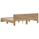 vidaXL Rám postele s čelom Dub artisan 200 x 200 cm Kompozitné drevo – Obrázok 6