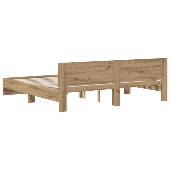vidaXL Rám postele s čelom Dub artisan 200 x 200 cm Kompozitné drevo – Obrázok 6