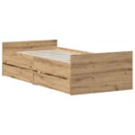 vidaXL Rám postele Dub artisan 100 x 200 cm Kompozitné drevo – Obrázok 2