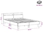 vidaXL Rám postele Staré drevo 140 x 190 cm Kompozitné drevo – Obrázok 7