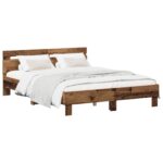 vidaXL Rám postele Staré drevo 135 x 190 cm Kompozitné drevo