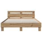 vidaXL Rám postele Dub artisan 135 x 190 cm Kompozitné drevo – Obrázok 4