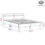 vidaXL Rám postele Čierny dub 135 x 190 cm Kompozitné drevo – Obrázok 7