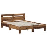 vidaXL Rám postele Staré drevo 120 x 190 cm Kompozitné drevo – Obrázok 2