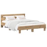 vidaXL Rám postele Dub artisan 120 x 190 cm Kompozitné drevo – Obrázok 2