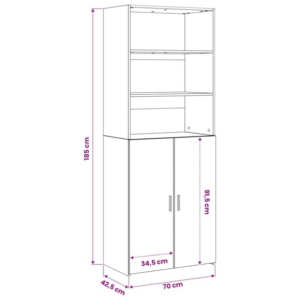 vidaXL Highboard Dub artisan 70 x 42,5 x 185 cm Kompozitné drevo – Obrázok 6