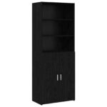 vidaXL Highboard Čierny dub 70 x 42,5 x 185 cm Kompozitné drevo