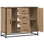 vidaXL Servírovacia skriňa Dub artisan 92 x 35 x 76 cm – Obrázok 3