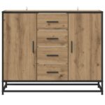 vidaXL Servírovacia skriňa Dub artisan 92 x 35 x 76 cm – Obrázok 4