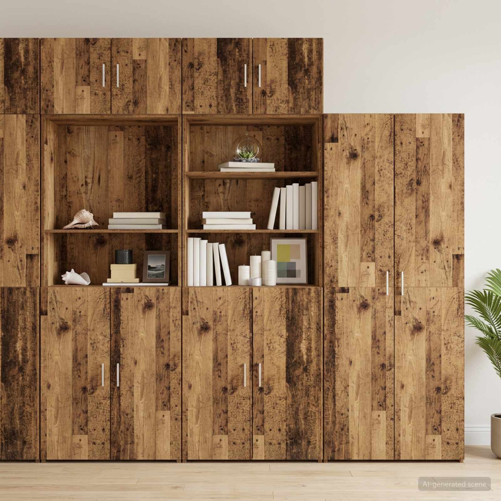 3446667_1.jpg vidaXL Úložný kabinet so policami Staré drevo 70 x 42,5 x 225 cm – Obrázok 1