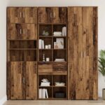 vidaXL Úložný kabinet so policami Staré drevo 70 x 42,5 x 225 cm