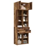 vidaXL Úložný kabinet so policami Staré drevo 70 x 42,5 x 225 cm – Obrázok 3