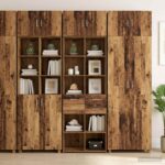 vidaXL Úložný kabinet so policami Staré drevo 70 x 42,5 x 225 cm – Obrázok 4