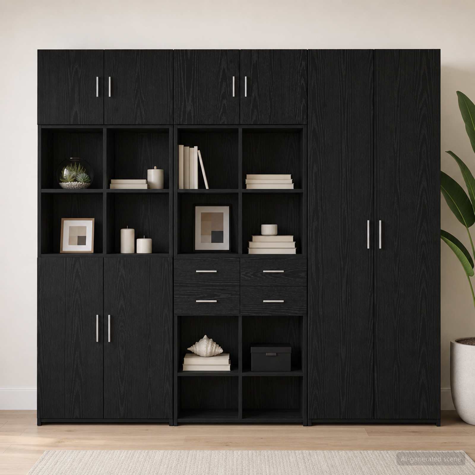 3446672_1.jpg vidaXL Úložný kabinet so policami Čierny dub 70 x 42,5 x 225 cm – Obrázok 1