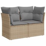 vidaXL Sada pohoviek 7 pcs Beige a svetlo šedá Poly ratan a oceľ – Obrázok 2