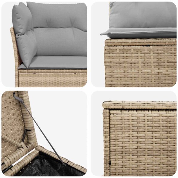 vidaXL Sada pohoviek 7 pcs Beige a svetlo šedá Poly ratan a oceľ – Obrázok 5